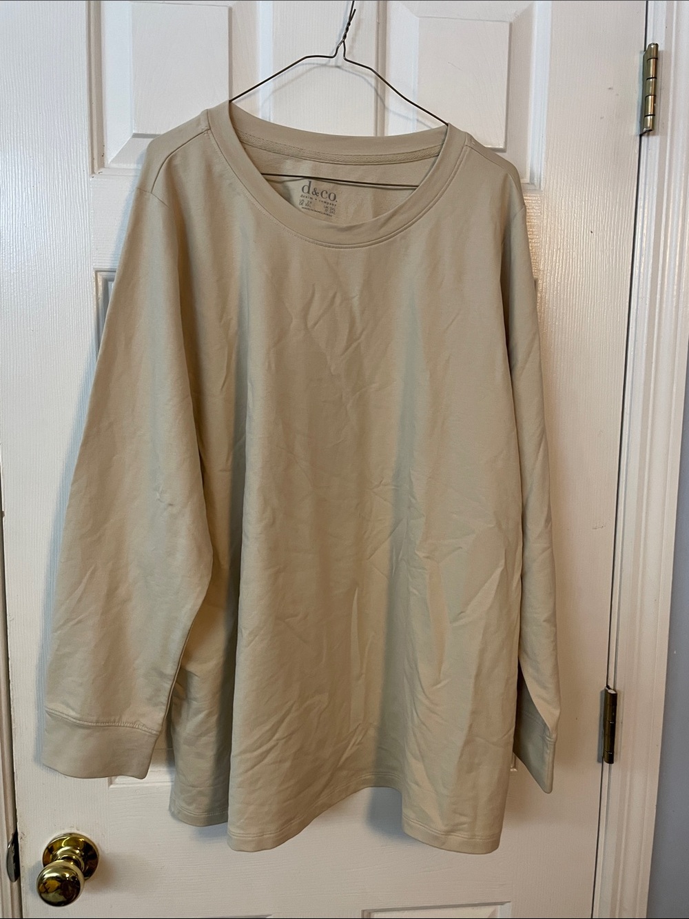 d&co Long Sleeve Crewneck Tee — Beige NWOT